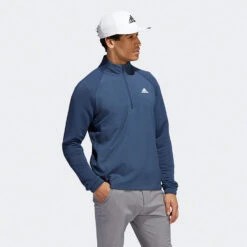 Adidas Statement 1/4 Zip Golf Sweater 12 Adidas Statement 1/4 Zip Golf Sweater -Calla Golf Club Shop Adidas AW22 Fleece Quarter Zip Pullover HT1322 SWADI313 Crew Navy Model 1