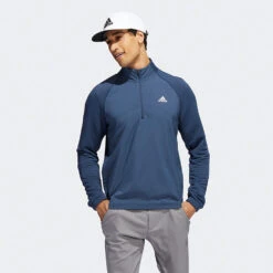 Adidas Statement 1/4 Zip Golf Sweater 15 Adidas Statement 1/4 Zip Golf Sweater -Calla Golf Club Shop Adidas AW22 Fleece Quarter Zip Pullover HT1322 SWADI313 Crew Navy Model 4