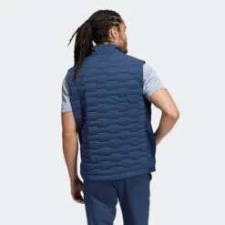 Adidas Frostguard Thermal Golf Wind Vest -Calla Golf Club Shop Adidas AW21 Frostguard 1 4 Zip Thermal Wind Vest H50987 Code WTADI081 Crew Navy Model 3
