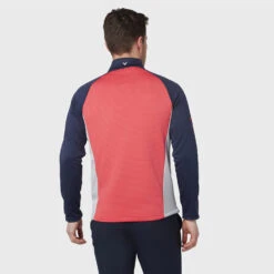 Callaway Blocked Ottoman Fleece 1/4 Zip Golf Sweater -Calla Golf Club Shop Callaway SS22 Blocked Ottoman Fleece 1 4 Zip Sweater Teaberry CGKFB0S3 678 SWCAL077 Model 3