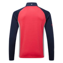 Callaway Blocked Ottoman Fleece 1/4 Zip Golf Sweater -Calla Golf Club Shop Callaway SS22 Blocked Ottoman Fleece 1 4 Zip Sweater Teaberry CGKFB0S3 678 SWCAL077 back