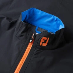 FootJoy HydroLite Waterproof Golf Jacket -Calla Golf Club Shop FootJoy AW22 HydroLite Waterproof Jacket 88801 WJFOO099 XL Black Sapphire Orange Detail