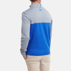 FootJoy Colour Blocked Chill-Out 1/2 Zip Golf Pullover 11 FootJoy Colour Blocked Chill-Out 1/2 Zip Golf Pullover -Calla Golf Club Shop FootJoy SS22 Colour Blocked Chill Out 1 2 Zip Golf Sweater Dove Grey Royal 88403 model 3