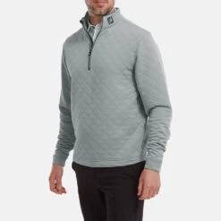 FootJoy Diamond Jacquard Chill-Out 1/4 Zip Golf Pullover -Calla Golf Club Shop FootJoy SS22 Diamond Jacquard Chill Out 1 4 Zip Golf Sweater Grey Charcoal 88453 model 1