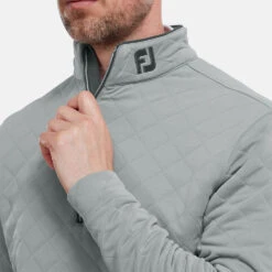 FootJoy Diamond Jacquard Chill-Out 1/4 Zip Golf Pullover -Calla Golf Club Shop FootJoy SS22 Diamond Jacquard Chill Out 1 4 Zip Golf Sweater Grey Charcoal 88453 model 2