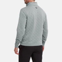 FootJoy Diamond Jacquard Chill-Out 1/4 Zip Golf Pullover -Calla Golf Club Shop FootJoy SS22 Diamond Jacquard Chill Out 1 4 Zip Golf Sweater Grey Charcoal 88453 model 3
