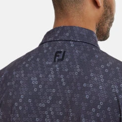 FootJoy Digital Camo FJ Print Lisle Golf Polo Shirt -Calla Golf Club Shop FootJoy SS22 Digital Camo FJ Print Lisle Golf Polo Shirt Navy 88436 model 2