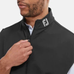 FootJoy Knit Full Zip Golf Vest 10 FootJoy Knit Full Zip Golf Vest -Calla Golf Club Shop FootJoy SS22 Knit Full Zip Golf Vest Black 88455 model 2