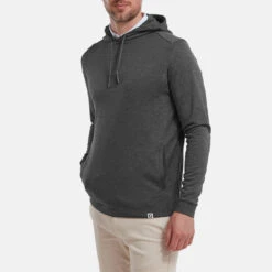 FootJoy Lightweight Golf Hoodie -Calla Golf Club Shop FootJoy SS22 Lightweight Golf Hoodie Heather Charcoal 88449 model 1