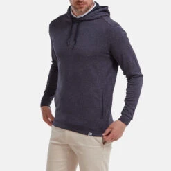 FootJoy Lightweight Golf Hoodie 9 FootJoy Lightweight Golf Hoodie -Calla Golf Club Shop FootJoy SS22 Lightweight Golf Hoodie Heather Navy 88448 model 1
