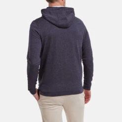 FootJoy Lightweight Golf Hoodie 11 FootJoy Lightweight Golf Hoodie -Calla Golf Club Shop FootJoy SS22 Lightweight Golf Hoodie Heather Navy 88448 model 3