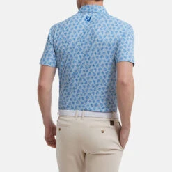 FootJoy Shadow Palm Print Pique Golf Polo Shirt 11 FootJoy Shadow Palm Print Pique Golf Polo Shirt -Calla Golf Club Shop FootJoy SS22 Shadow Palm Print Pique Golf Polo Shirt Dove Grey Royal 88376 model 3
