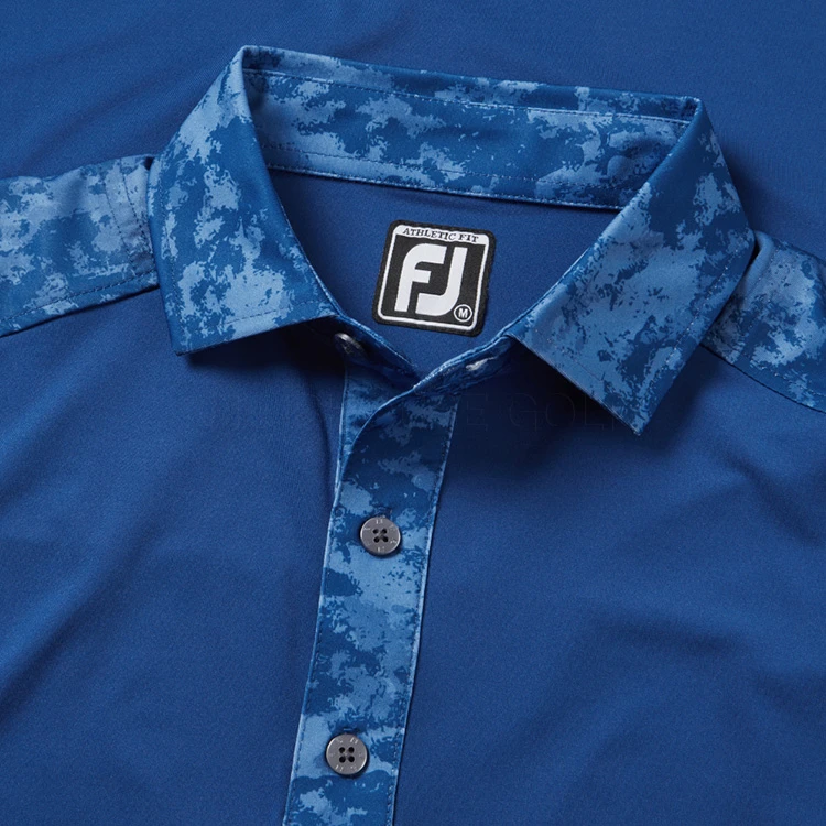 FootJoy Cloud Camo Trim Lisle Golf Polo Shirt 2 FootJoy Cloud Camo Trim Lisle Golf Polo Shirt - Image 2