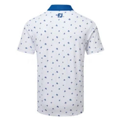 FootJoy Scattered Floral Pique Golf Polo Shirt 5 FootJoy Scattered Floral Pique Golf Polo Shirt -Calla Golf Club Shop FootJoy SS23 Scattered Floral Pique Polo Shirt 80043 SHFOO236 S White Twilight Back