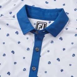 FootJoy Scattered Floral Pique Golf Polo Shirt 4 FootJoy Scattered Floral Pique Golf Polo Shirt -Calla Golf Club Shop FootJoy SS23 Scattered Floral Pique Polo Shirt 80043 SHFOO236 S White Twilight Detail