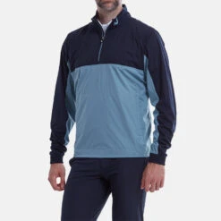 FootJoy HydroKnit 1/2 Zip Waterproof Golf Jacket 9 FootJoy HydroKnit 1/2 Zip Waterproof Golf Jacket -Calla Golf Club Shop FootJoy AW21 HydroKnit 1 2 Zip Waterproof Jacket 87982 Code WJFOO092 M Navy Denim Model 1