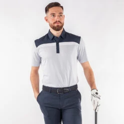 Galvin Green Mapping Golf Polo Shirt -Calla Golf Club Shop Galvin Green AW22 Mapping Polo Shirt G136403 SHGAL574 M Cool Grey Navy White Model 1