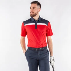 Galvin Green Mapping Golf Polo Shirt 9 Galvin Green Mapping Golf Polo Shirt -Calla Golf Club Shop Galvin Green AW22 Mapping Polo Shirt G136423 SHGAL575 M Red Navy White Model 1