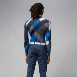 J.Lindeberg Aello Print Golf Base Layer -Calla Golf Club Shop J. Lindeberg GMJT06853 O461 M Aello Soft Compression Print BLLIN007 Blue Flag Patchwork Model 3
