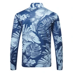 J.Lindeberg Emanuel Print 1/4 Zip Golf Sweater -Calla Golf Club Shop J.Lindeberg AW22 Emanuel Print Mid Layer GMJS07417 0470 SWLIN088 Hibiscus BlueNavy PeonyWhite Back