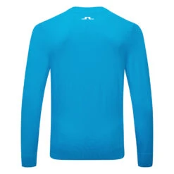 J.Lindeberg Gus Golf Sweater 5 J.Lindeberg Gus Golf Sweater -Calla Golf Club Shop J.Lindeberg SS22 Gus Sweater GMKW04726 O253 Code SWLIN075 M Blue Danube Back