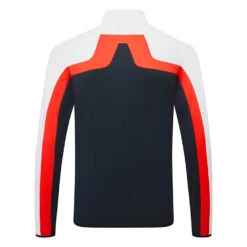 J.Lindeberg Jarvis Full Zip Golf Jacket 5 J.Lindeberg Jarvis Full Zip Golf Jacket -Calla Golf Club Shop J.Lindeberg SS23 Jarvis Mid Layer AMJS07968 6855 SWLIN100 JL NavyWhiteFieryRed Back
