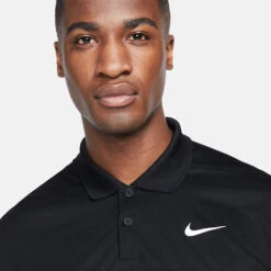 Nike Dry Victory Colourblock Golf Polo Shirt 10 Nike Dry Victory Colourblock Golf Polo Shirt -Calla Golf Club Shop Nike SS22 Dry Victory Colourblock Golf Polo Shirt DH0845 010 M Black White Smoke Grey model 2