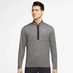 Nike Dry Victory Heather 1/2 Zip Golf Sweater -Calla Golf Club Shop Nike SS22 Victory Heather 1 2 Zip Golf Sweater Black Black White DH1261 010 SWNIK247 M Model 1