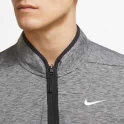 Nike Dry Victory Heather 1/2 Zip Golf Sweater -Calla Golf Club Shop Nike SS22 Victory Heather 1 2 Zip Golf Sweater Black Black White DH1261 010 SWNIK247 M Model 2