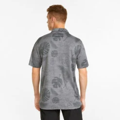 Puma Cloudspun Leaves 'n' Flowers Golf Polo Shirt -Calla Golf Club Shop PUMA SS22 Cloudspun Leaves n Flowers Polo Shirt 532975 01 Code SHPUM610 M Quite Shade Heather model 3