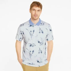 Puma MATTR Lowlands Golf Polo Shirt -Calla Golf Club Shop Puma AW22 Matte Lowlands Polo 535453 02 SHPUM637 Bright White Lavendar Pop S Model 1