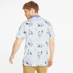 Puma MATTR Lowlands Golf Polo Shirt -Calla Golf Club Shop Puma AW22 Matte Lowlands Polo 535453 02 SHPUM637 Bright White Lavendar Pop S Model 3