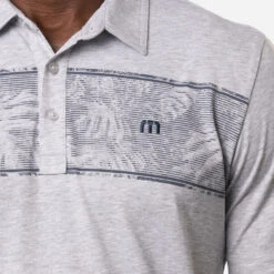 TravisMathew Make Camp Golf Polo Shirt -Calla Golf Club Shop Travis Mathew SS21 Make Camp Golf Polo Shirt 1MW145 Code SHTRA048 Heather Light Grey Model 2