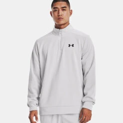 Under Armour Fleece 1/4 Zip Golf Sweater -Calla Golf Club Shop Under Armour AW22 1 4 Zip Sweater 1373358 014 SWUND173 XL Halo Gray Black Model 1