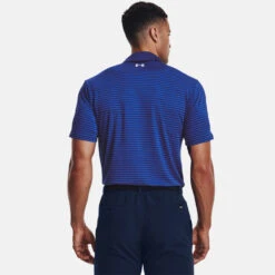 Under Armour Playoff 2.0 Hollen Stripe Golf Polo Shirt -Calla Golf Club Shop Under Armour AW22 Playoff 2.0 Hollen Stripe Polo Shirt 1327037 489 SHUND298 Bauhaus Blue Versa Blue Oxford Blue Model 3