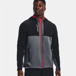Under Armour Storm Daytona Full Zip Hoodie -Calla Golf Club Shop Under Armour AW22 Storm Daytona Full Zip Sweater 1373412 012 SWUND184 Pitch Gray Black Reflective Model 1