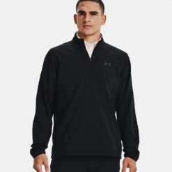 Under Armour Storm Windstrike 1/2 Zip Golf Wind Top -Calla Golf Club Shop Under Armour AW22 Storm Windstrike 1 2 Zip Wind Top 1370156 001 WTUND084 S Black Jet Gray Model 1
