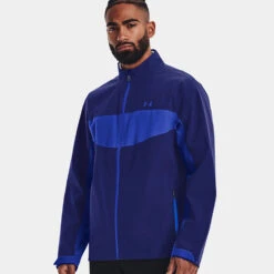 Under Armour Storm Proof 2.0 Waterproof Golf Jacket -Calla Golf Club Shop Under Armour AW22 Stormproof 2.0 Waterproof Jacket 1371596 456 WJUND014 Bauhaus Blue Versa Blue Versa Blue Model 3