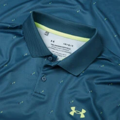 Calla Golf Club Shop -Calla Golf Club Shop Under Armour SS23 Performance 3.0 Deuces Polo Shirt 1377378 414 SHUND318 S Static Blue Still Water Lime Surge Detail