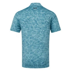 Under Armour Playoff 3.0 Palm Sketch Stripe Golf Polo Shirt -Calla Golf Club Shop Under Armour SS23 Playoff 3.0 Palm Sketch Polo Shirt 1378677 400 SHUND328 S Still Water Static Blue Black Back